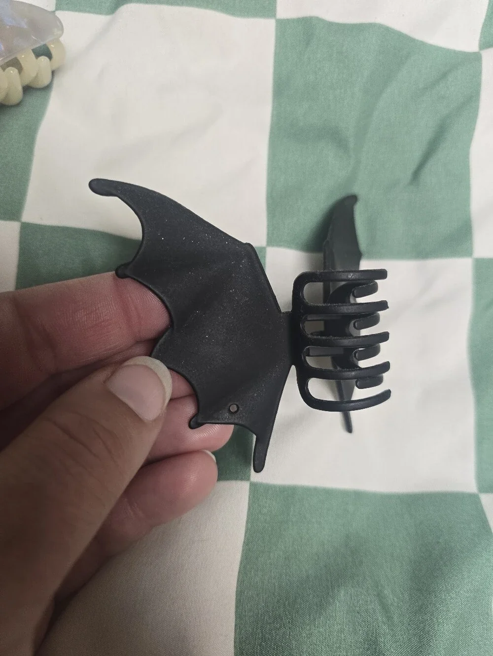 Iridescent Pearl Hair Claw & Black Bat Wing Clip Duo